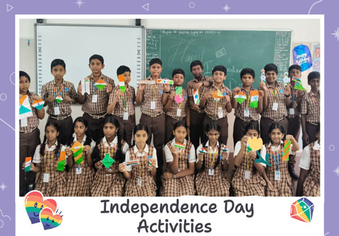 As a part of the Independence Day celebration, VI to VIII Category organised the creative and patriotic activities like Tri Colour Bookmark Making, Greeting Card Making for Former Soldiers and Thank You Letter to Border Soldiers to foster Patriotism and honour Real Heroes of the Nation.
