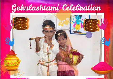 Our Montessori category was filled with joy, music and divine charm as our tiny tots came dressed as adorable Little Krishna's and graceful Radhas to celebrate Krishna Jayanthi.