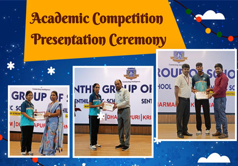 Today 07/11/2025, Friday, the Academic Competition Presentation Ceremony for Classes XI and XII was conducted in a proud and enthusiastic manner at Senthil Public School, Dharmapuri. The programme aimed to appreciate students who excelled in various academic and co-curricular competitions.