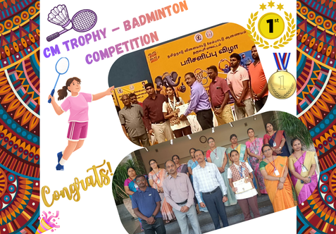 V. Samrutha, a Class X student of Senthil Public School, Adhiyamankottai, Dharmapuri, secured First Place in the Individual Badminton Competition at the District-Level Chief Minister’s Trophy – 2026, held at the Dharmapuri District Sports Stadium.